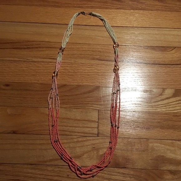 Long Coral Ombré Beaded Necklace - Picture 2 of 5